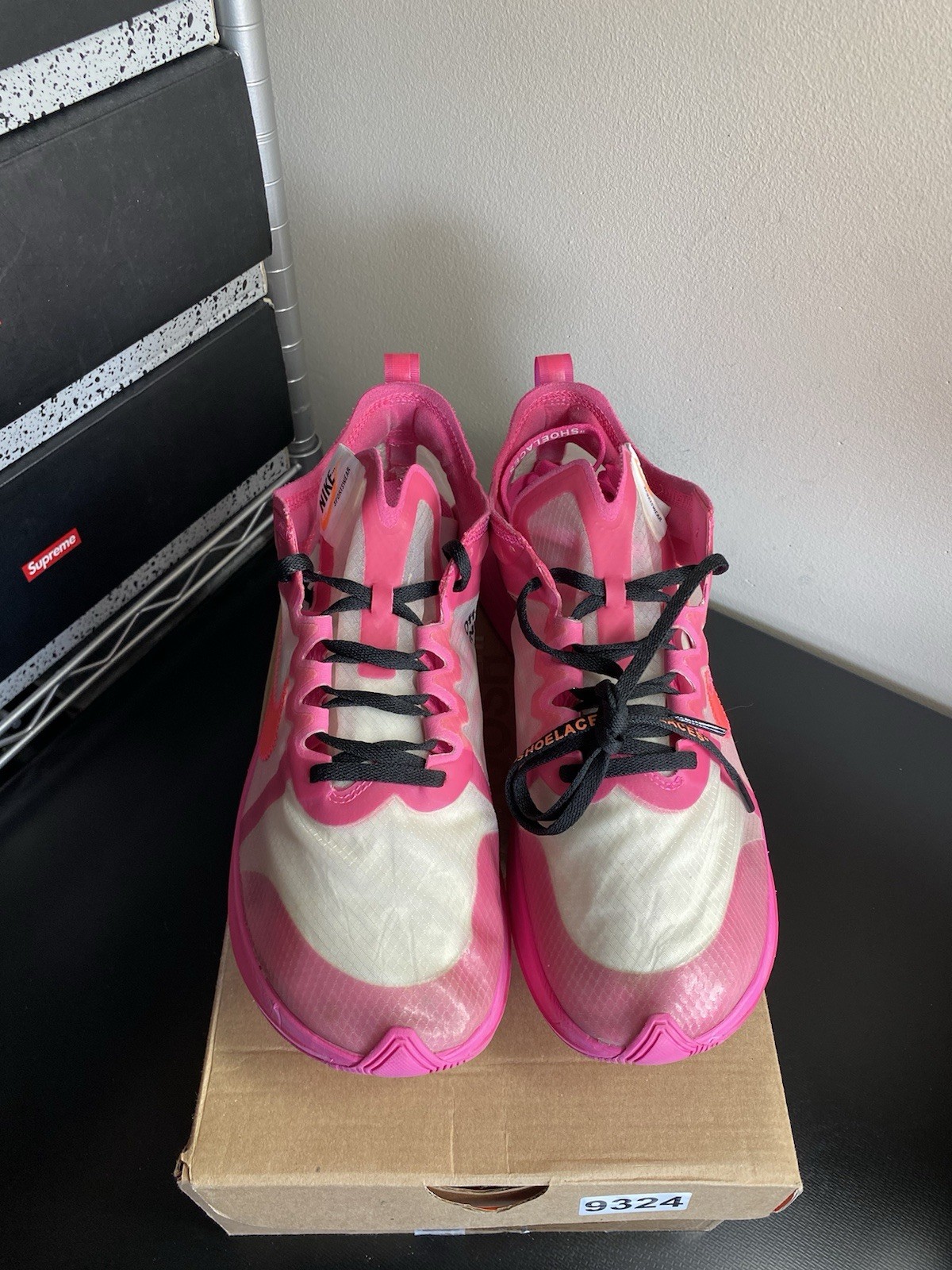 OFF WHITE X NIKE Taglia 9 5 Nike Off White x Zoom Fly SP rosa tulipano