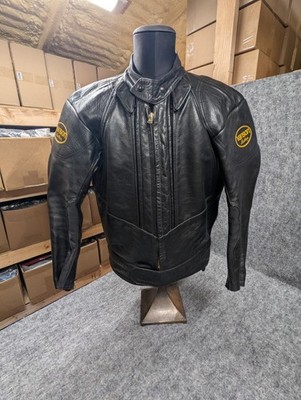Vintage Vanson Cafe Racer Black Leather Motorcycle Jacket Size 44  Distressed