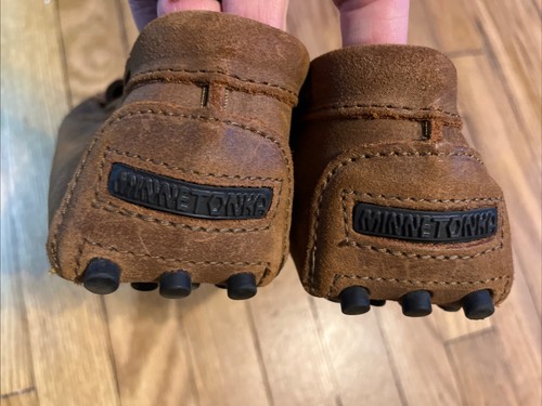 Minnetonka 793 Classic Driver Leather Moccasin Brown Mens Size 13 - 第 7/8 張圖片