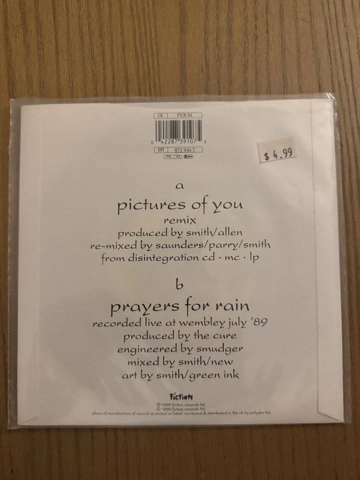 The Cure Pictures Of You /prayers For Rain 7” Uk Import NM 1990 - Image 2 of 3