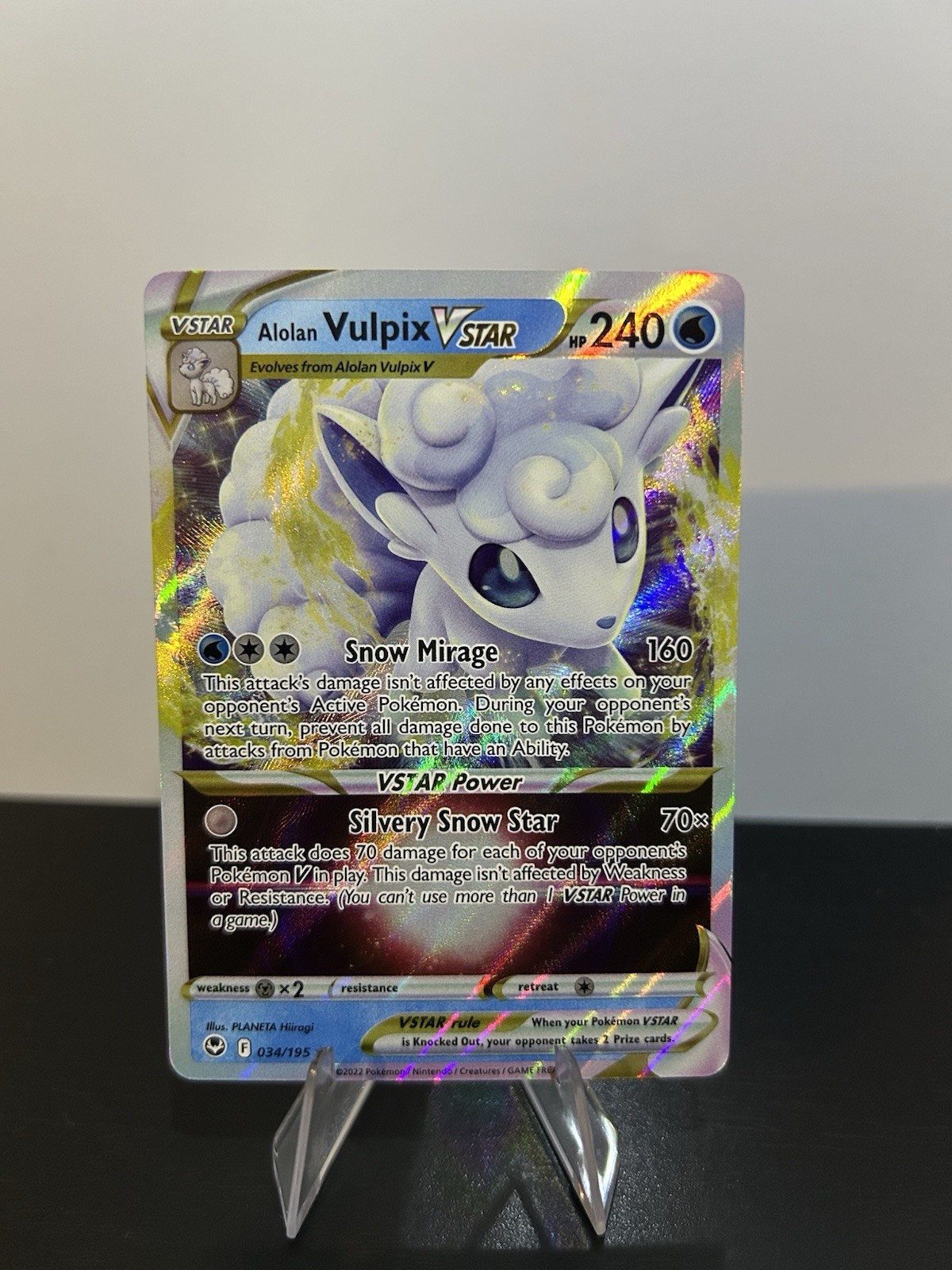 Pokemon Card Alolan Vulpix VSTAR 034/195 Ultra Rare Silver Tempest Near Mint
