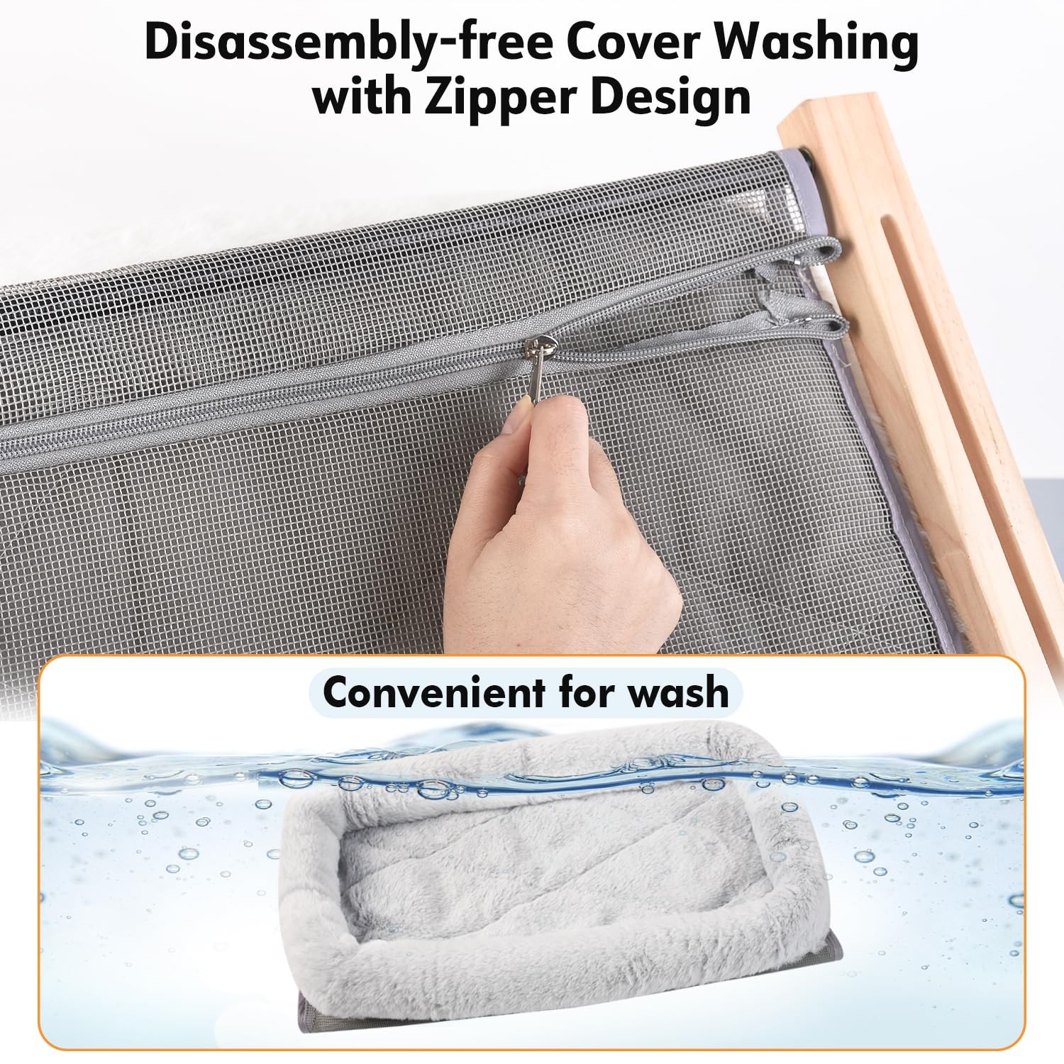 Cat Sill Window Perch Sturdy Hammock Window Seat with Cushion Cover, Wood  Me...