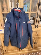 The North Face Navy Blue Winter Ski Jacket Hooded Long Sleeve Flag Patch