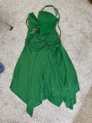 BCBG Halter Ruched Stretch Dress Green Large 2000s laguna beach asymmetrical | eBay BCBG Halter Ruched Stretch Dress Green Large 2000s laguna beach asymmetrical | eBay