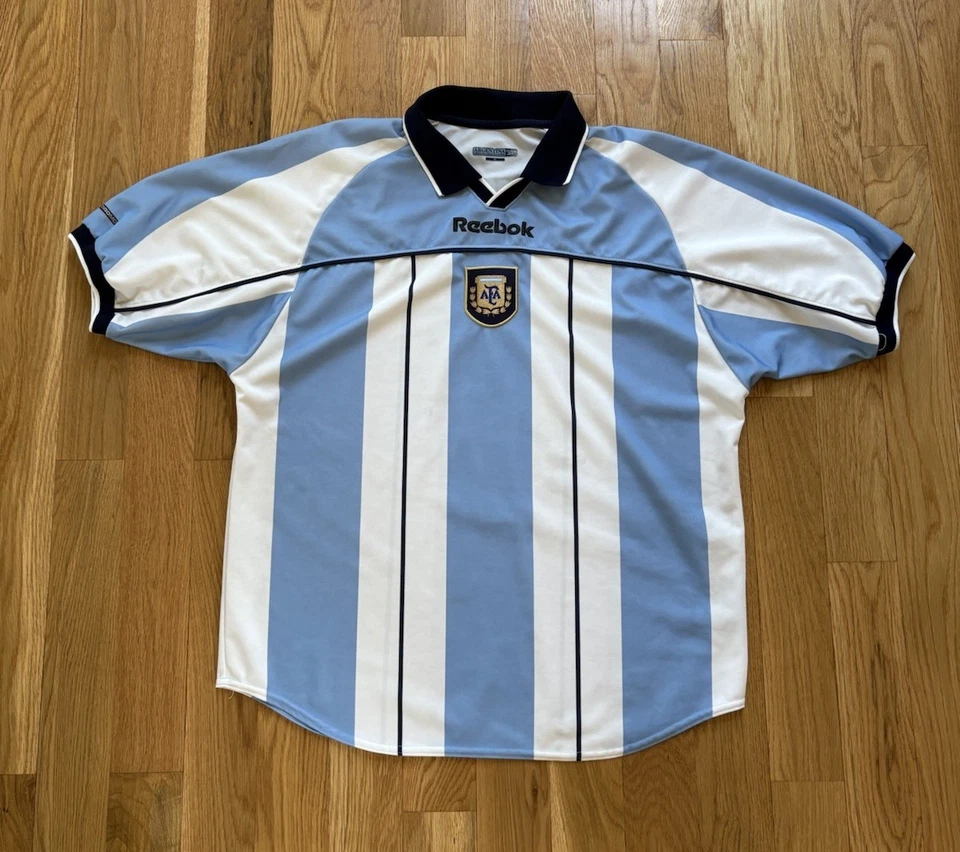 Selección Argentina Reebok 2000 Saviola 7 Camiseta Camiseta Kit Vintage Y2K XL Foto 2 de 4