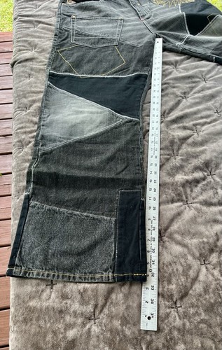 NWT AKADEMIKS Patchwork Denim Jeans 36x34 Relaxed fit streetwear pants hip hop - Picture 5 of 14