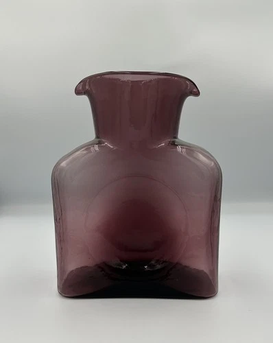 Vintage Blenko Glass 384 Double Spout Water Bottle Pitcher Amethyst Purple MCM