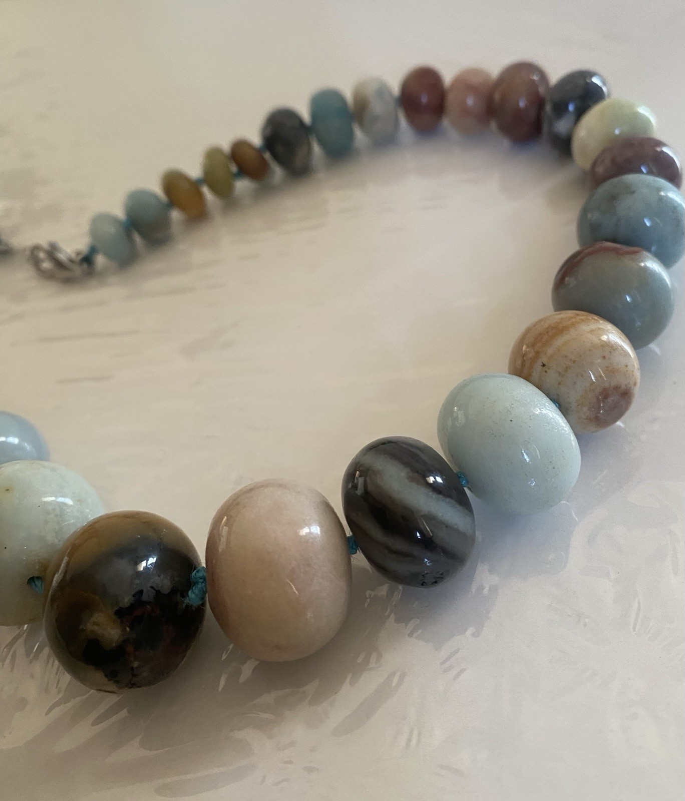 Beaded Amazonite Hand Knotted Statement Necklace … - image 5