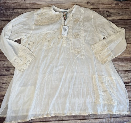 Johnny Was Bluse Damen Set Patchwork Häkel Natur Tunika Oberteil XXL NEU - Bild 1 von 6