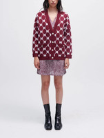 Maje Strickjacke Burgund V-Ausschnitt Gr. 38 Damen Cardigan Feinstrick MFPCA0029