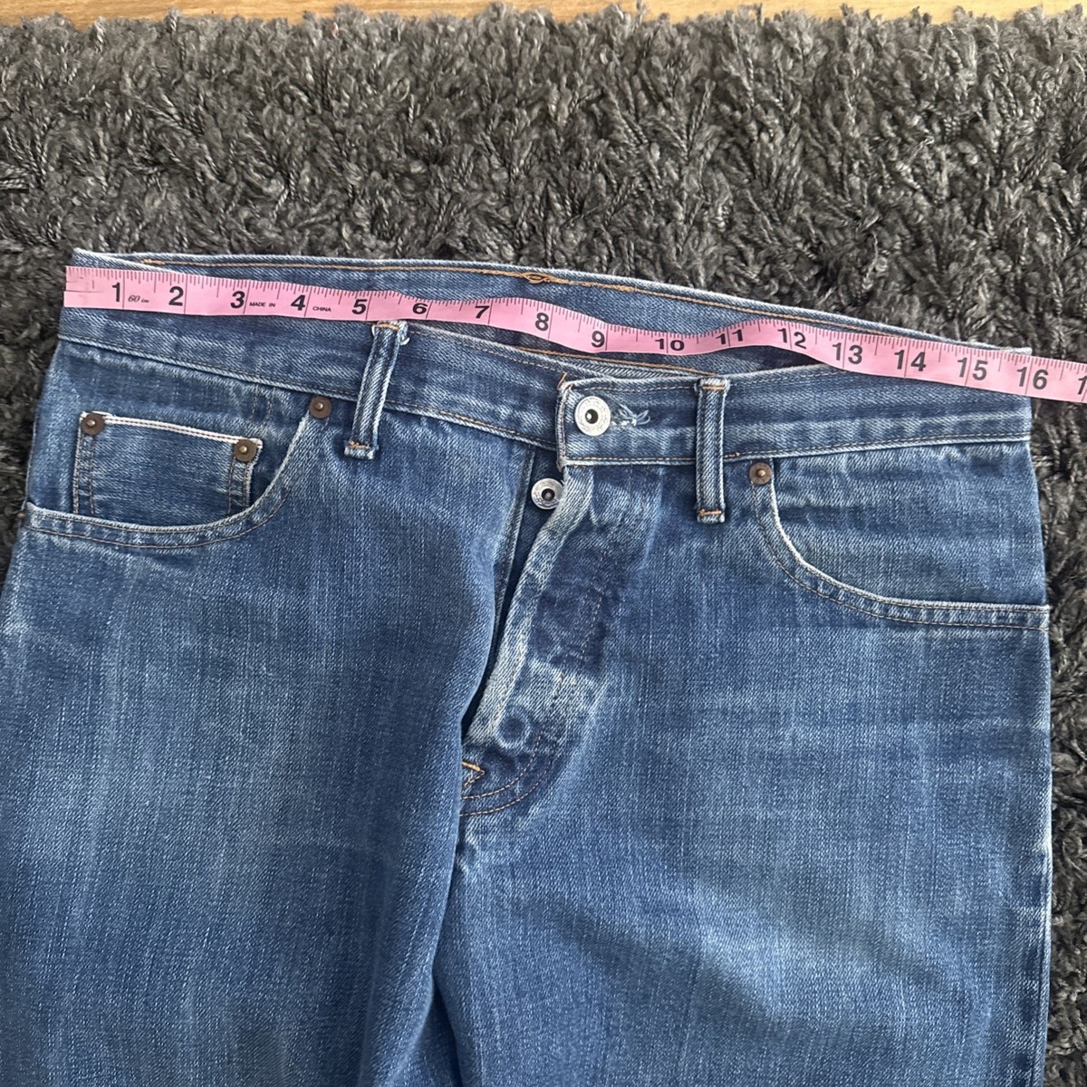 Rare 90's Vintage Evisu Jeans Men Raw Denim Selvedge faded buckle