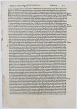 1497 Jerome Incunable Leaf Origen Apol. Ep. XXI Latin Basel Kessler