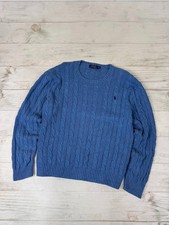 Polo Ralph Lauren Cable Knit Sweater Old Money Men Size XL Blue