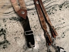 NWT Nocona Belt Co Woven Leather Horsehair Suspenders L