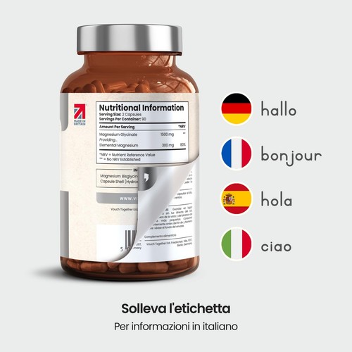 Magnesio Bisglicinato Capsule x180 3 Mesi di Fornitura 300mg Mg Elementare = - Foto 12 di 24
