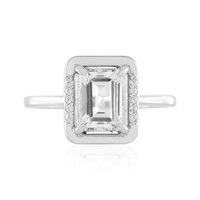 Cavill Ring WeißEr Topas 1,72Ct Oktagon 925 Silber Platin Zirkon Damen