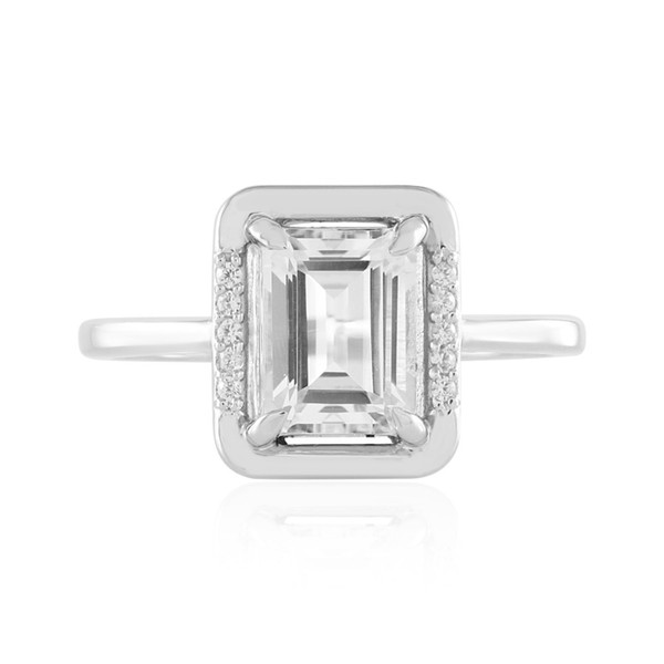 Cavill Ring WeißEr Topas 1,72Ct Oktagon 925 Silber Platin Zirkon Damen-image