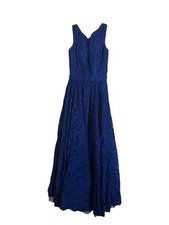 Girls Blue Lace Floral Ball Gown/Prom Dress Sleeveless, V-Neck Bow