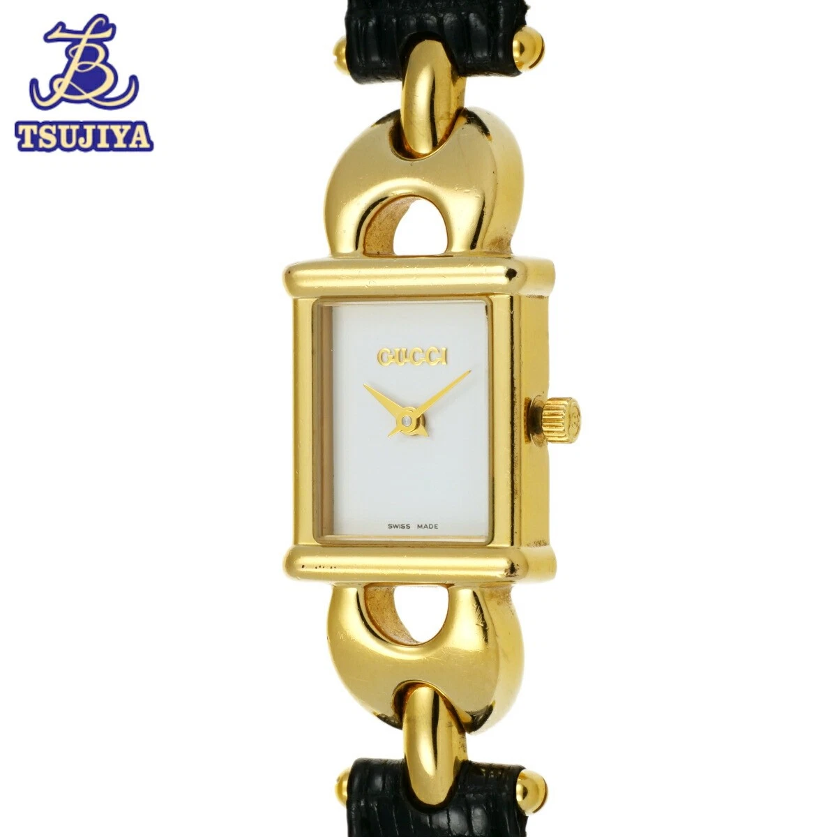 Montre Gucci 1800L Change Ceinture Cadran Blanc Plaqué Or Qz Occasion