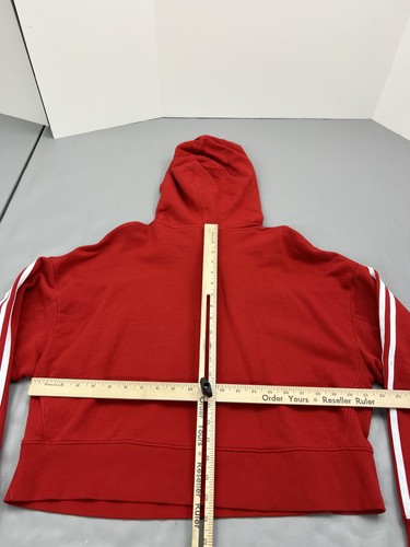 Adidas Hoodie Womens Medium Red Trefoil Cropped Pullover Three Stripes Athletic - Picture 5 of 6
