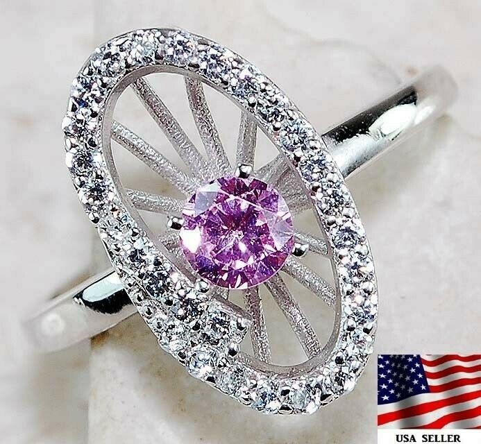 1CT Heat Treated Pink Topaz 925 Solid Sterling Silver Ring Sz 7 L1-3
