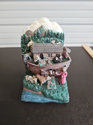 Noahs Ark Pair Bookend Heavy Decorative Resin Hand painted