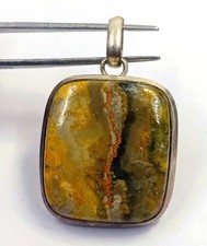 90 Ct Natural Yellow Turquoise Cushion Shap 925 Silver Pendant Loose Gems 6FGJ