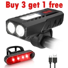 4000mAh LED Bicycle Bike Light Front Rear Rechargeable Headlight Tail Lamp Set