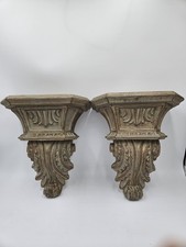 Coppia di grandi mensole/applique da parete vintage stile rinascimentale 14"T × 10"W