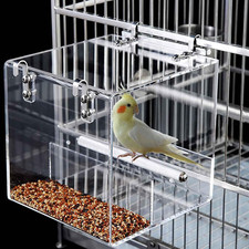 No Mess Bird Feeder for Cage, Automatic Acrylic No Mess Bird Feeder Cage for Par