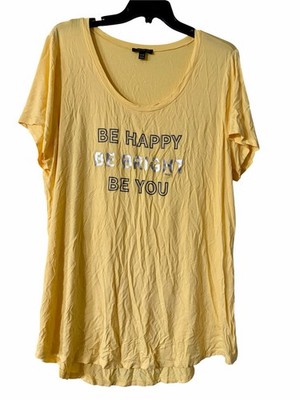 Lane Bryant Plus 18/20 Yellow Graphic Tee New Be Happy Be Bright Be You 