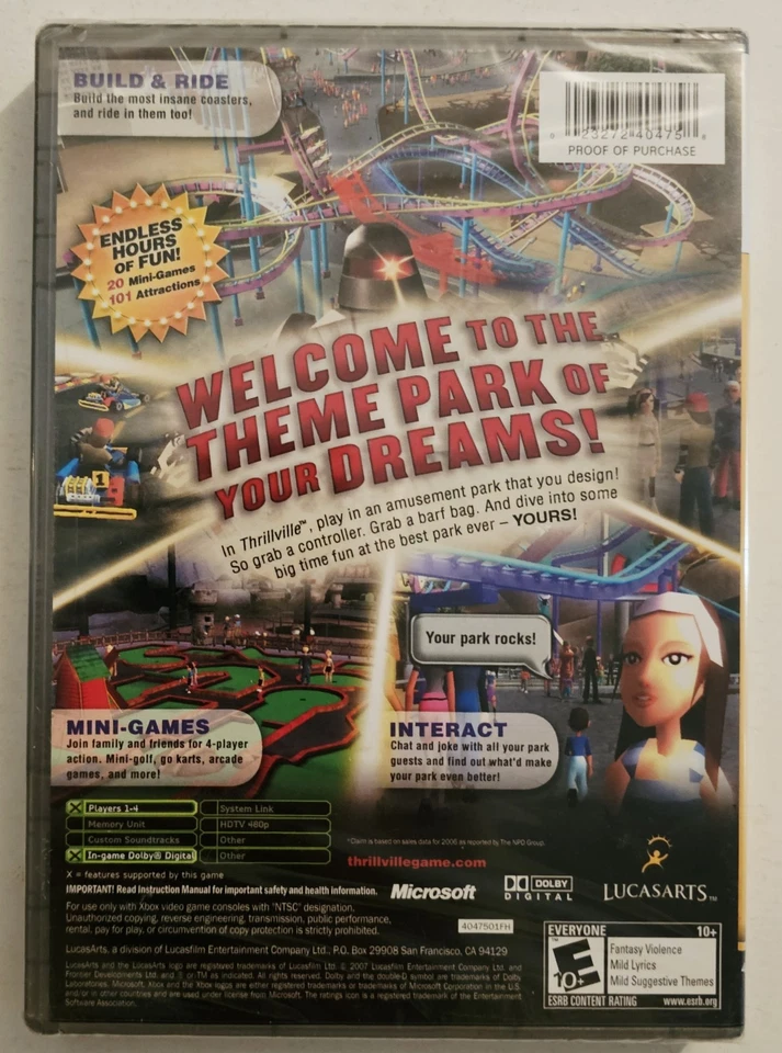 THRILLVILLE XBOX (ORIGINAL) PLATINUM HITS BRAND NEW FAST SHIPPING  - Image 2 of 2