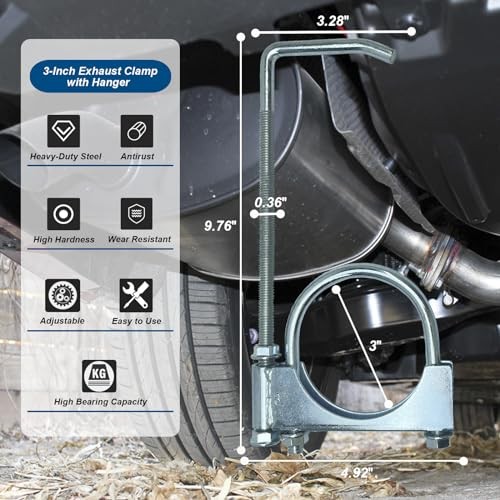 3 Inch Heavy-Duty Universal Exhaust Clamp with Hanger, Exhaust Hanger for 3" - Bild 4 von 7