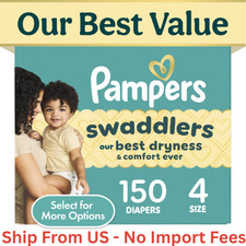 SALE Pampers Swaddlers Fragrance Free Baby Diapers Size 4, 150 Count, Free Ship