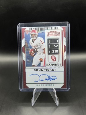 2020 JALEN HURTS CONTENDERS BOWL TICKET 06/10 SSP ROOKIE ON CARD AUTO SHARP