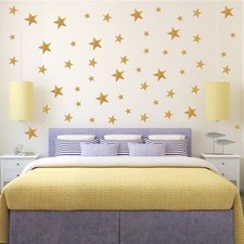 117Pcs Gold Stars Wall Decal Stars Pattern DIY Wall Stickers for Rooms Home D...