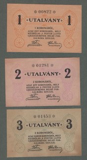 Hungary 1920 Utalvany Emergency 1k 2k 3k Notes Scarce World Banknotes