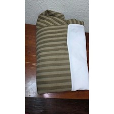 VTG JCPenney Home Collection Bedskirt King Olive Green Striped Cotton USA Made