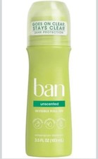 Ban Invisible Roll-On Antiperspirant Deodorant, Unscented, 3.5 oz