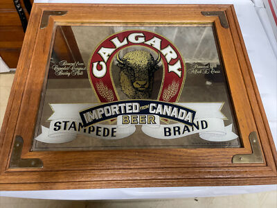 Vintage 1983 Calgary Beer Mirror Stampede Brand Imported From Canada 17''x20''