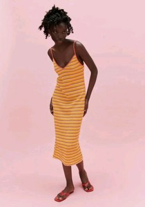 zara orange midi dress