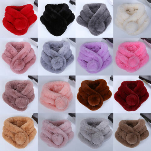 Womens Ladies Faux Fur Fluffy Collar Scarf Winter Warm Soft Shawl Wrap Scarves - Afbeelding 1 van 24