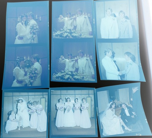 #43 Lot 99 Vtg COLOR Snapshot Photo NEGATIVES Family WEDDING Party Ceremony - Picture 6 of 17