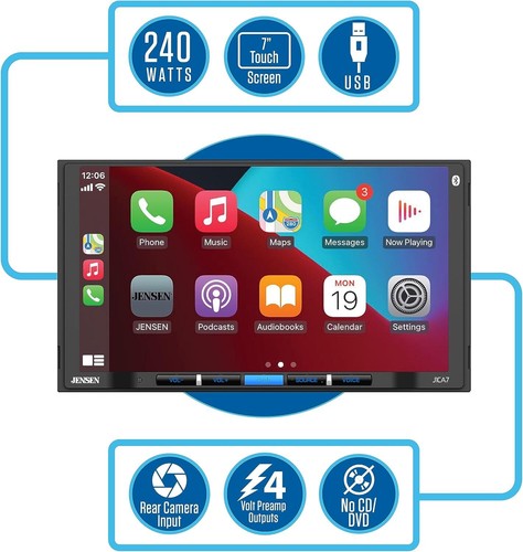 JENSEN J1CA7-BUC 7" Apple CarPlay Android Auto Radio & Backup Camera Combo New - Picture 3 of 4