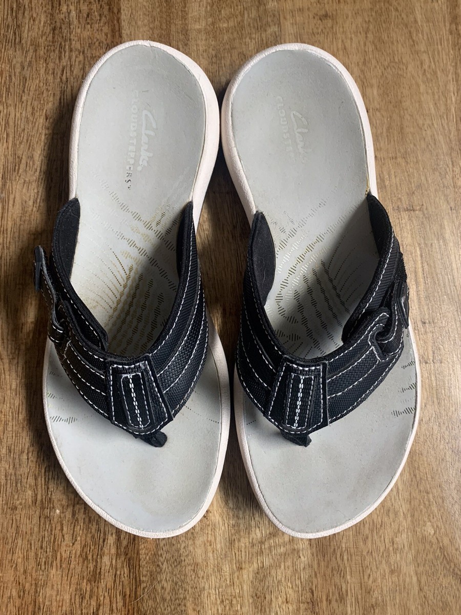 Clarks Cloudsteppers Brinkley Jazz Comfort Flip Flops Sandals Size US 7 Black