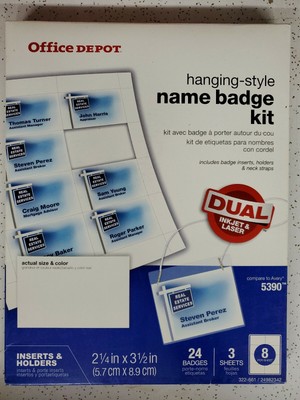 Office Depot Hanging Style Name Badge Kit, Pack Of 24 735854988487 | eBay