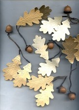 Vintage 80's Gold Paper Oak Leaf/Plastic Acorn/Florist Tape Wire/Tags Craft Lot