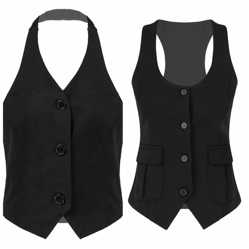 Women Racer Back Suit Vest Waistcoat 