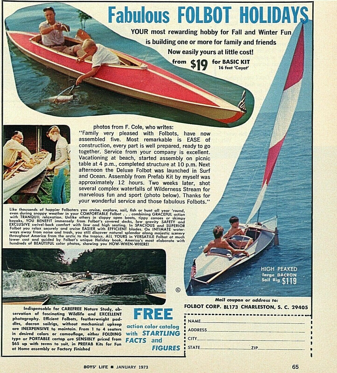Vintage Print Ad Kayak Kit by Folbot Corp. , 1973 8.5 x 8 | eBay