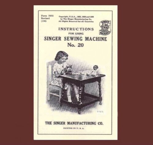 Singer 20 macchina da cucire giocattolo bambini ISTRUZIONI MANUALI (1936) - Foto 1 di 2